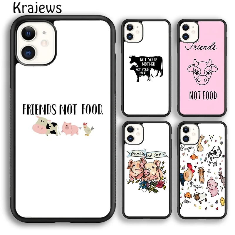 Krajews Vegan Love Animal Pig Cow Soft Phone Case Cover For iPhone 16 15 SE2020 14 6 7 8 plus 11 12 13 pro max coque Fundas