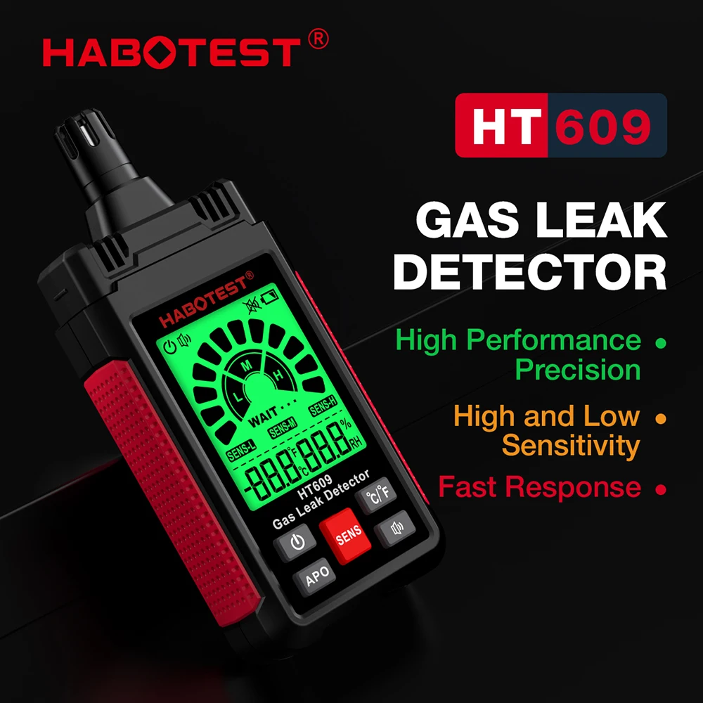 HABOTEST HT609 Gas Leak Detector Natural Gas Detector with Audible & Visual Alarm Combustible Gas Sensor Sniffer