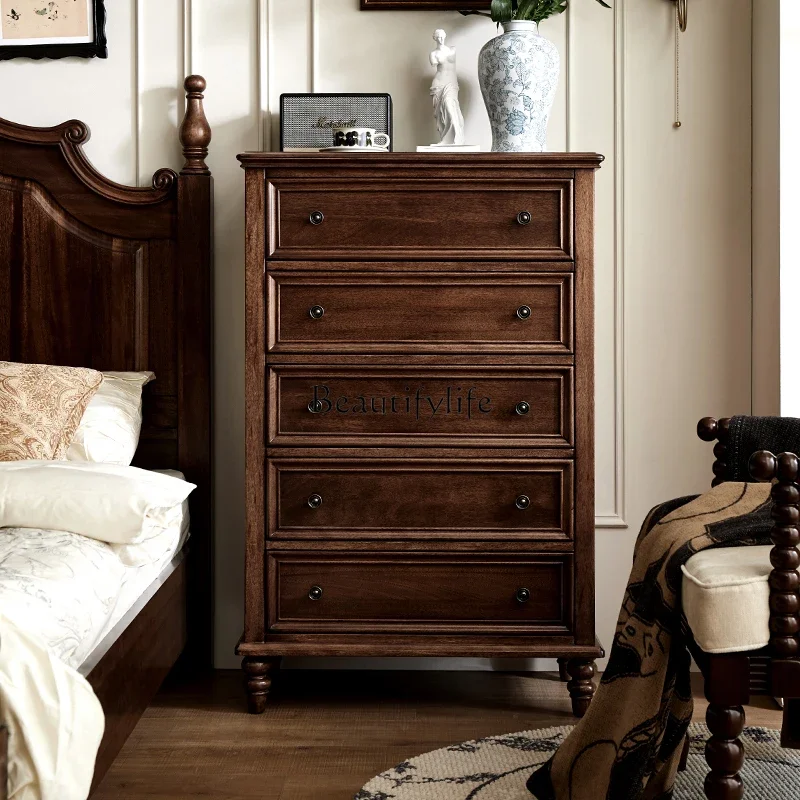 

ls 51American chest pure solid wood living room storage master bedroom drawer bedside cabinet