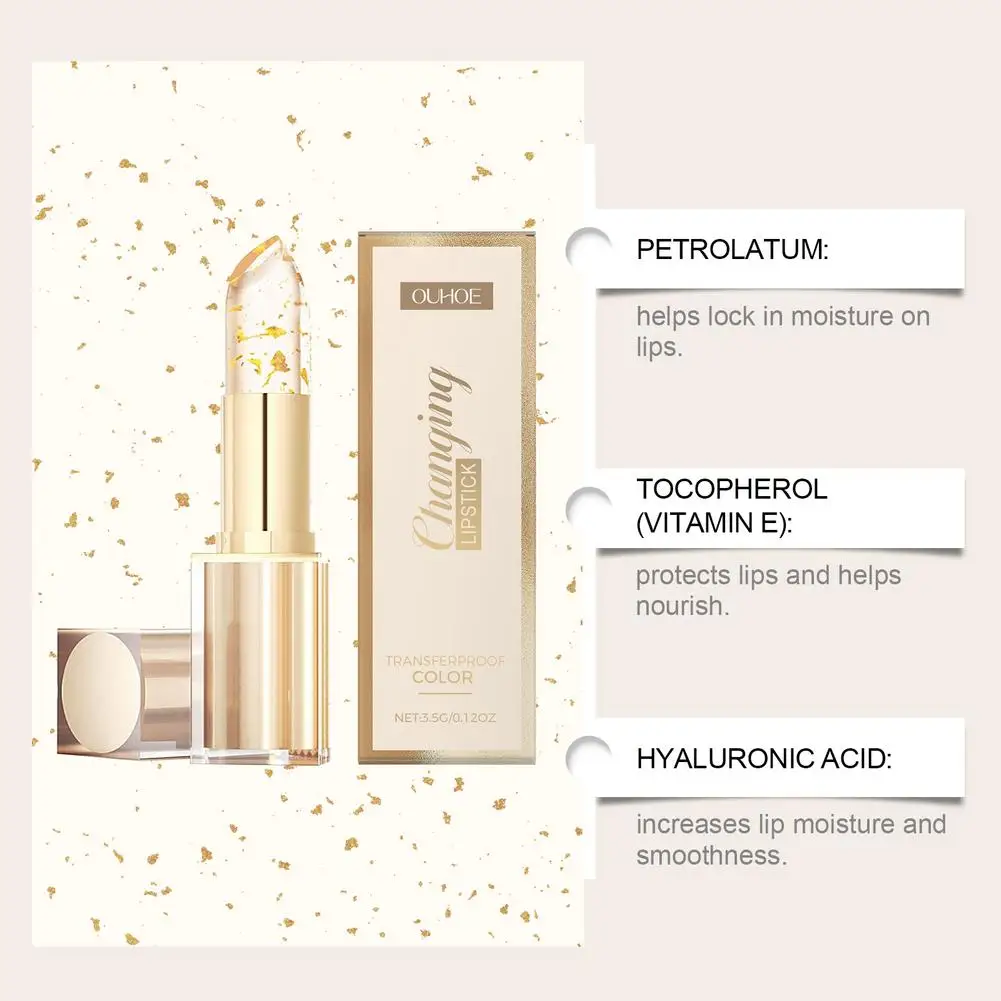 PH Color React Lip Balm With Gold Leaf Hydrating Repair For Chapped Lips Long Lasting Non Greasy