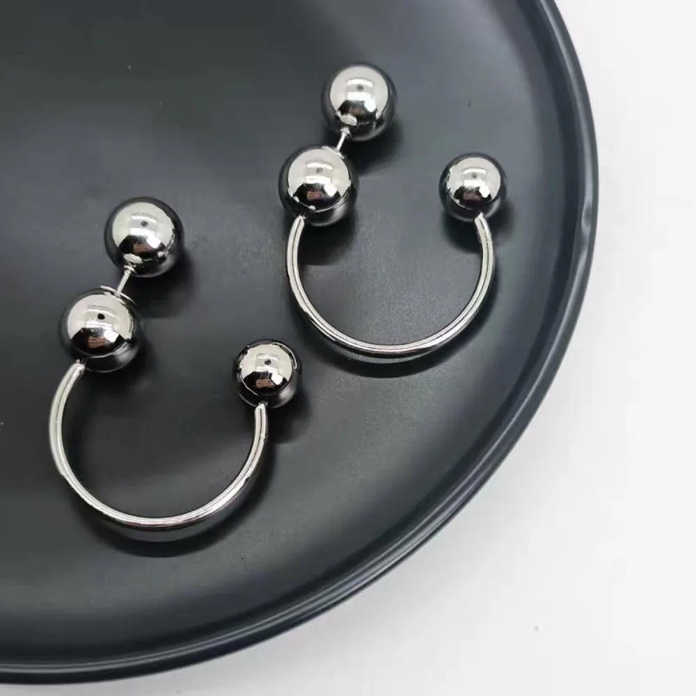 Fashion Irregular Front Back Earrings Texture Semi-circular Round Bead Earrings Geometric Ear Ornaments Handmade Jewelry
