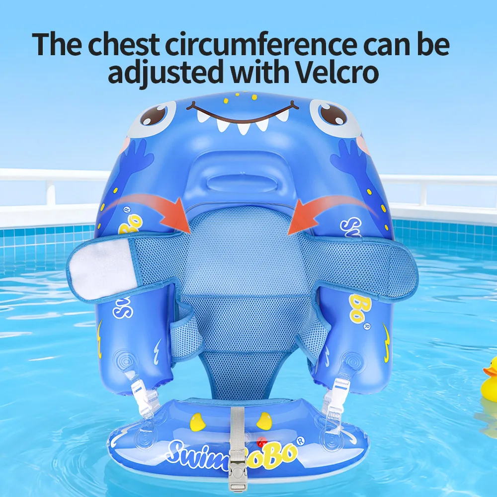 Swimbobo Inflatable Baby Swim Lounger, Non-Inflatable Crotch, 0-8 Months Float with Anti-Rollover Safety Backrest for Pool
