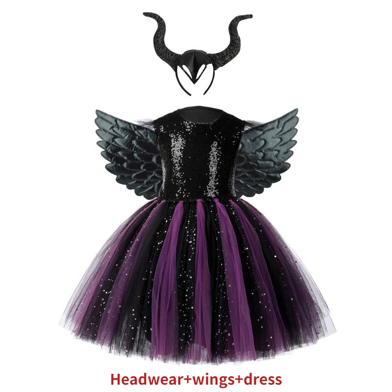 New Girls Halloween Witch Tutu Dress Handmade Carnival Costume for Children Party Prom Dresses Kids Photo Clothes Fancy Dress