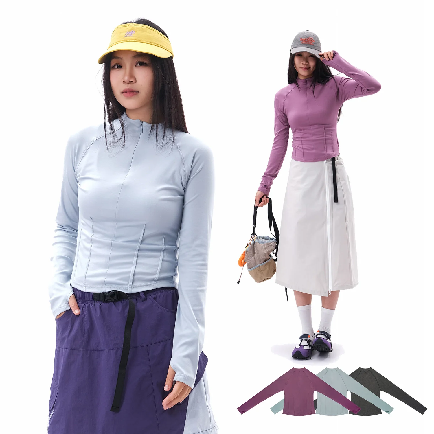 Women Outdoor Hiking Slim Fit Quick Dry Casual Long Sleeve T-shirt Sweet Girl Streetwear Y2k City Walk Travel T Shirts Tops