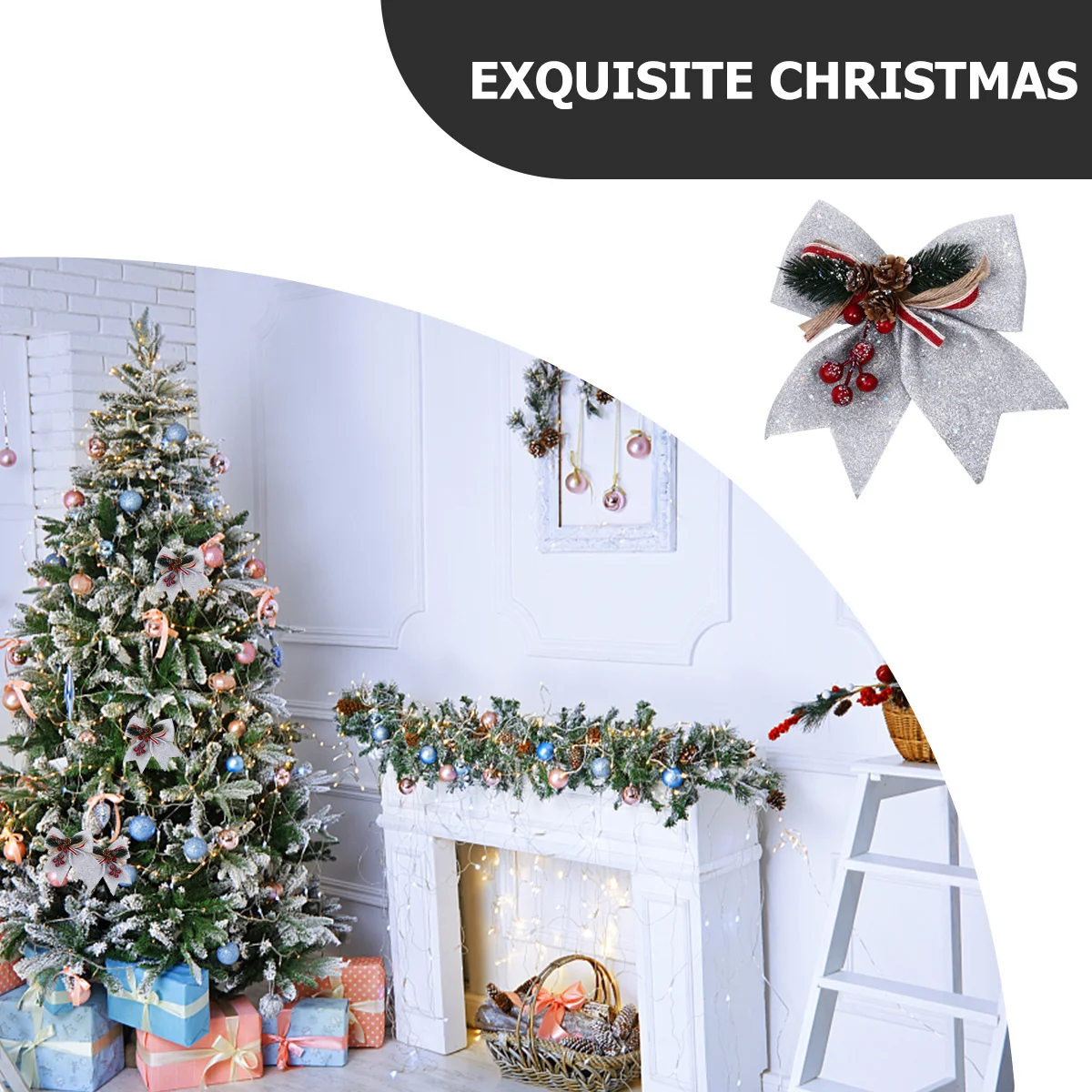 

4pcs Christmas Tree Hangings Bows Festive Ornament For Holiday Party Home Decoration Xmas Pendant Pine Cone Bow