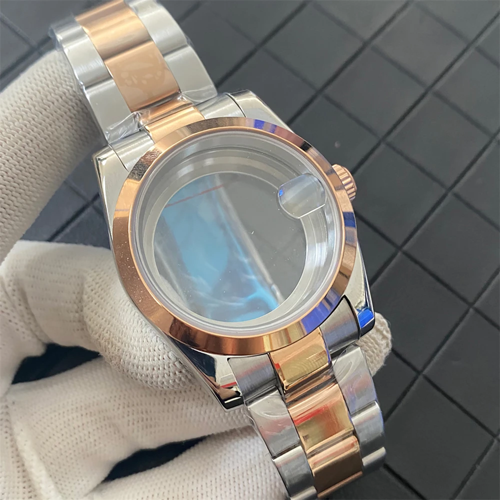 36mm Oyster Style Perpetual Watch Case Sapphire Glass Cyclops Lens Fluted Bezel Jubilee Strap for NH35/ NH36/ 4R Movement