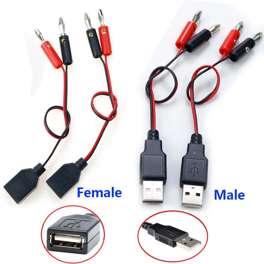 USB Male/Female to 4MM Banana Plug Test Lead A Female Charging Cable USB Socket to Banana Plug Connection Conductive Wire