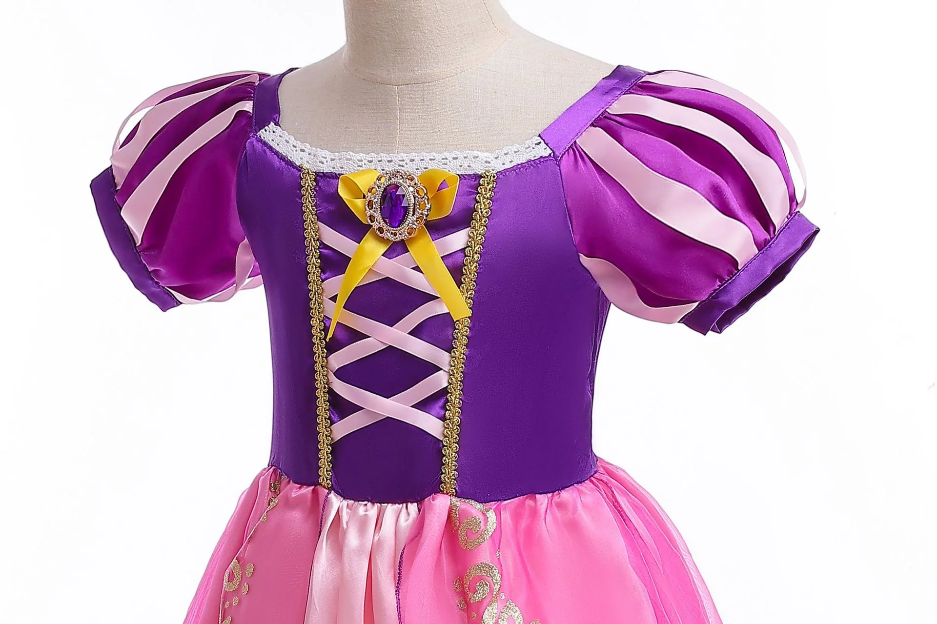 Rapunzel Princess Dress Costume For Kids Girls Halloween Cosplay Puff Sleeve Birthday Party Dresses Gowns Children 1-10Y Clothes image 6