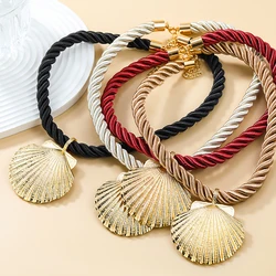 New Summer Rope Chain Shell Pendant Necklaces Earrings Jewelry Sets For Women Boho Beach Party Jewelry Set Birthday Gift