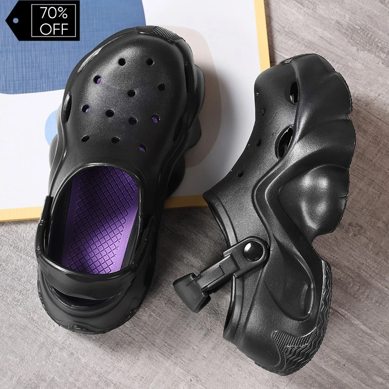 

Женские сандалии-сабо на массивной платформе, лето 2026, с мягкой толстой подошвой, пляжные садовые шлепанцы, нескользящие тапочки на танкетке из ЭВА