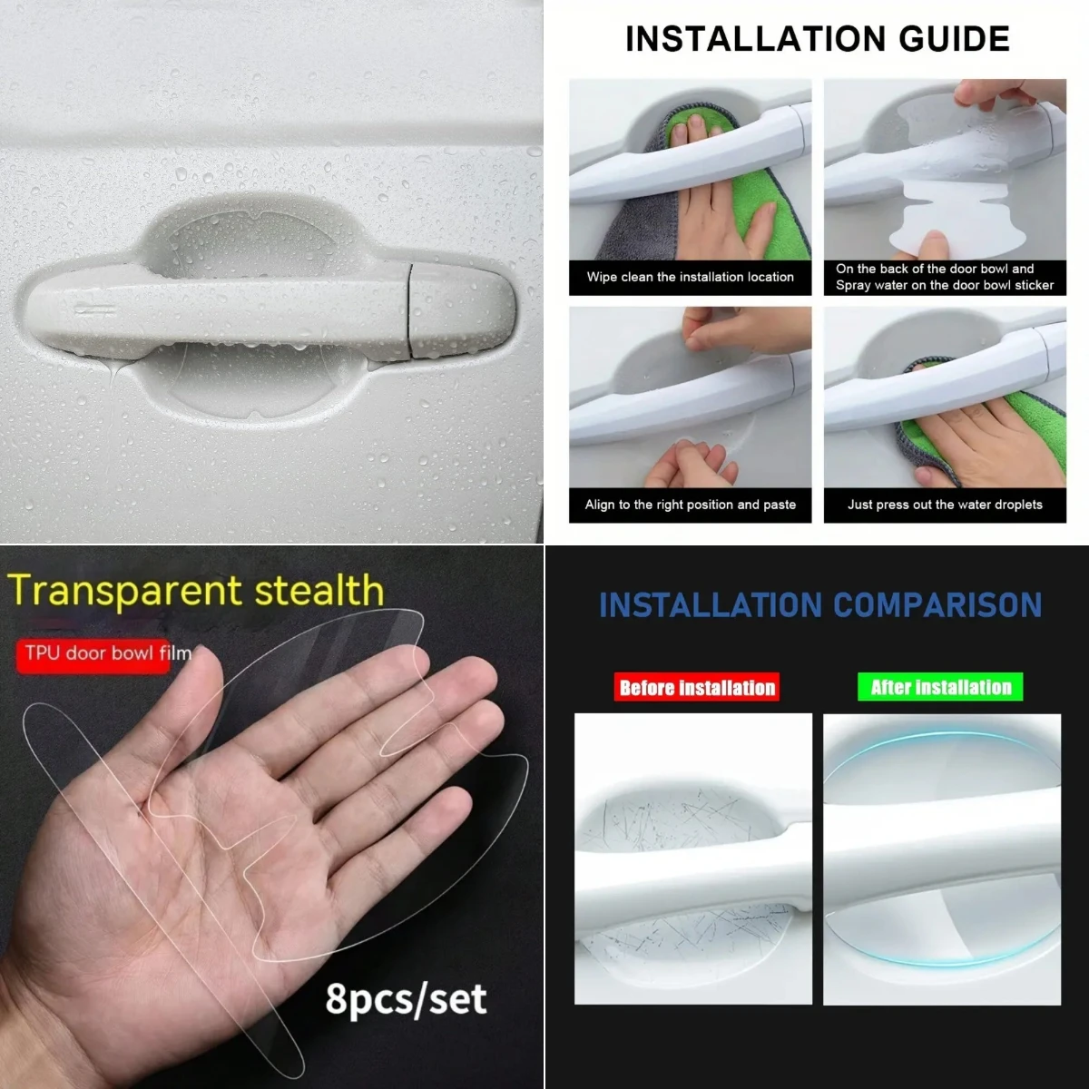 

Car Door Bowl Handle Invisible Protective Sticker Auto For Volkswagen Golf Tiguan Polo Passat T-Roc Jetta Atlas ID.4 Arteon Toua