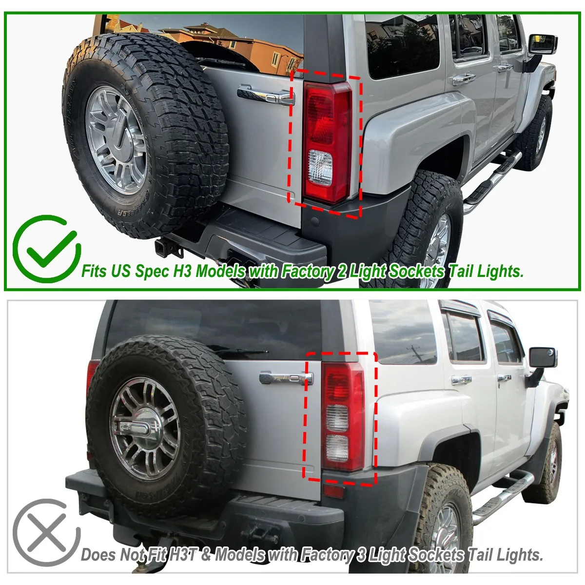 Smoke Tail Lights Fits 2005-2010 Hummer H3 LED Rear Brake Reverse Lamps Pair