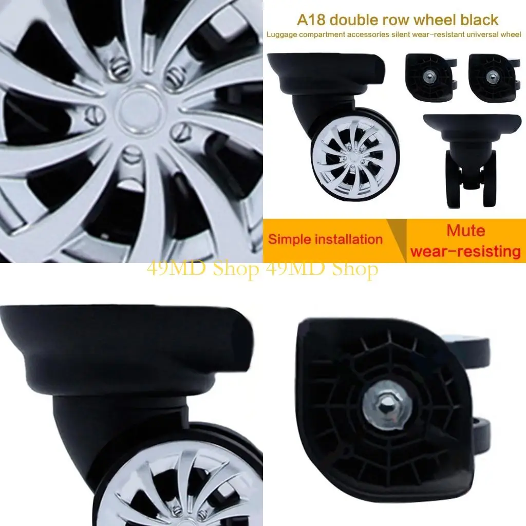 49MD 1 pair A18 Travel Suitcase Luggage Replacement Parts Universal 360 Degree Wheel Repair Accessories Trolley Wheel