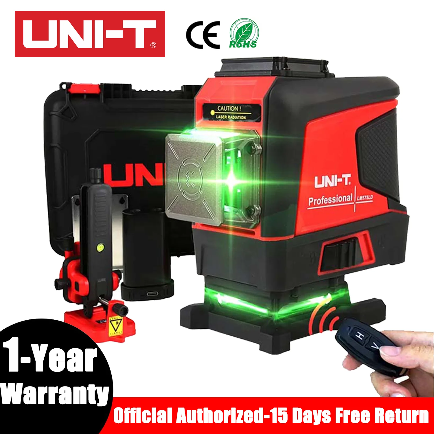 UNI-T 12/16 Lines Laser Level 4D Green 360 Horizontal Vertical Self-Leveling Cross Indoor Outdoor Remote Control Tester LM576LD