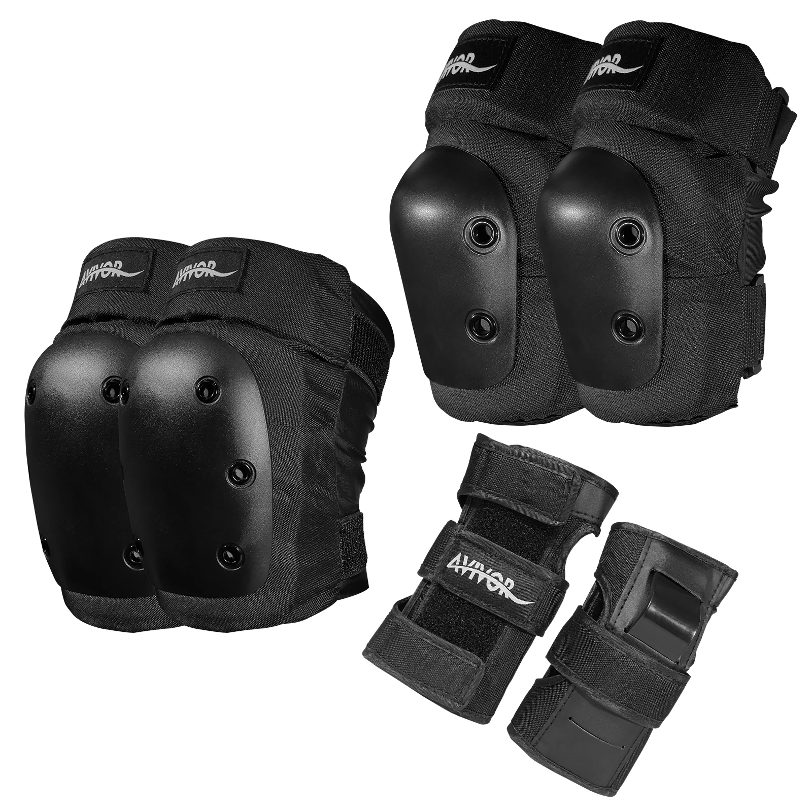 

AVIVOR Knee Pads Elbow Pads Wrist Guards Set for Inline Skating, Skateboarding, Roller Derby, BMX Ride, and Rollerblading.