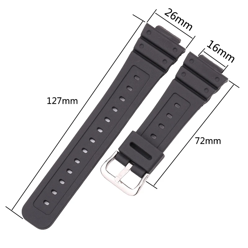 16mm X 26mm Pu Watch Band Strap 5600 Series High Quality Men Sports Silicone Black Watchband Accessories