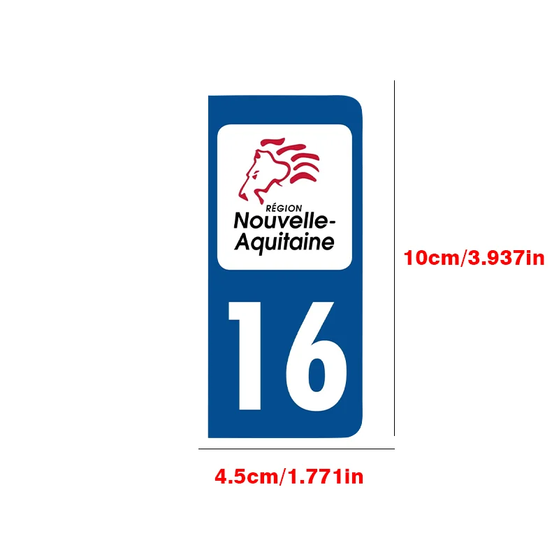 2Pcs Set New Aquitaine 16 Departments Blue Vinyl Sticker, French Regional Decal for Car Motorcycle