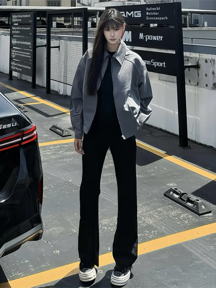 

Cleanfit ey oulder Pad Men's ort Jaet Classic Preppy Sle Casual Loose Fit Polyester Fiber Zipper Closure No Inner P...