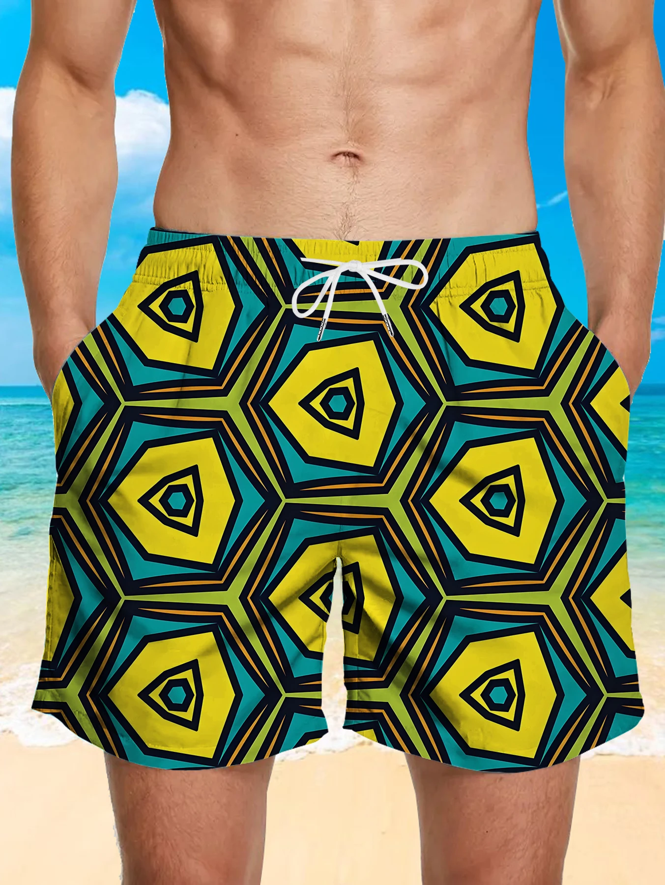 

Allover Digital Printing Board Shorts Men Quick Dry Polyester Casual Daily Shorts
