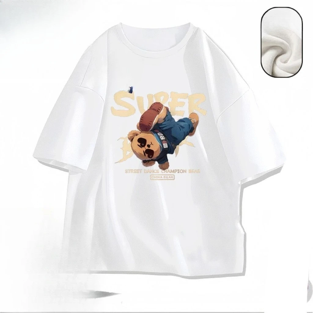 تي شيرت À Manches Courtes Imprimé Ours De Danse De Rue Tendance Americaine، Marque Tendance Estivale Pour Hommes Et Femmes #4