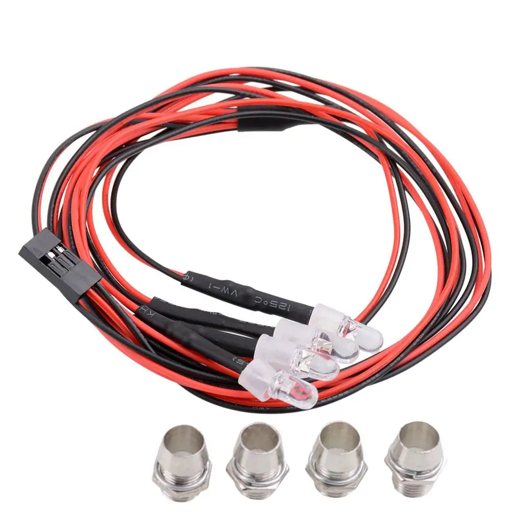 Kit Luci LED 5mm per Auto RC, Fari Rossi in Metallo per Camion Scala 1:14, Accessorio di Illuminazione