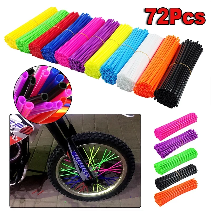 

72Pcs Motorcycle Wheel Rim Spoke Skins Covers Wrap Tubes Universal Decor Protector Kit Ornamental Mouldings Motobike Accessories