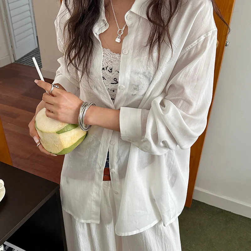 

Linen Shirt Women's 2025 Spring and Summer New Drape Loose Cardigan Button Shirt