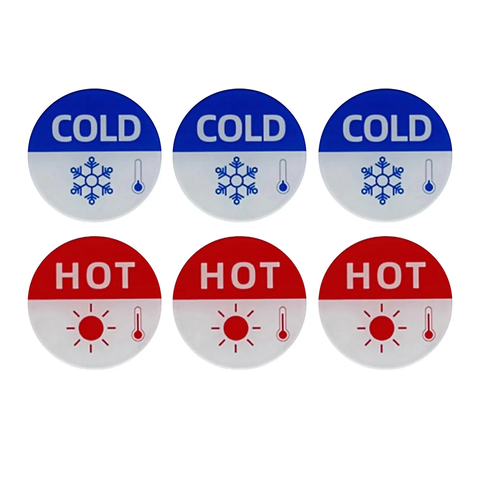 

6x Hot and Cold Signs for Faucets Sticker Signs Easy to Use Acrylic Hot and Cold Indicator for Sink Kichen Faucets Restaurant