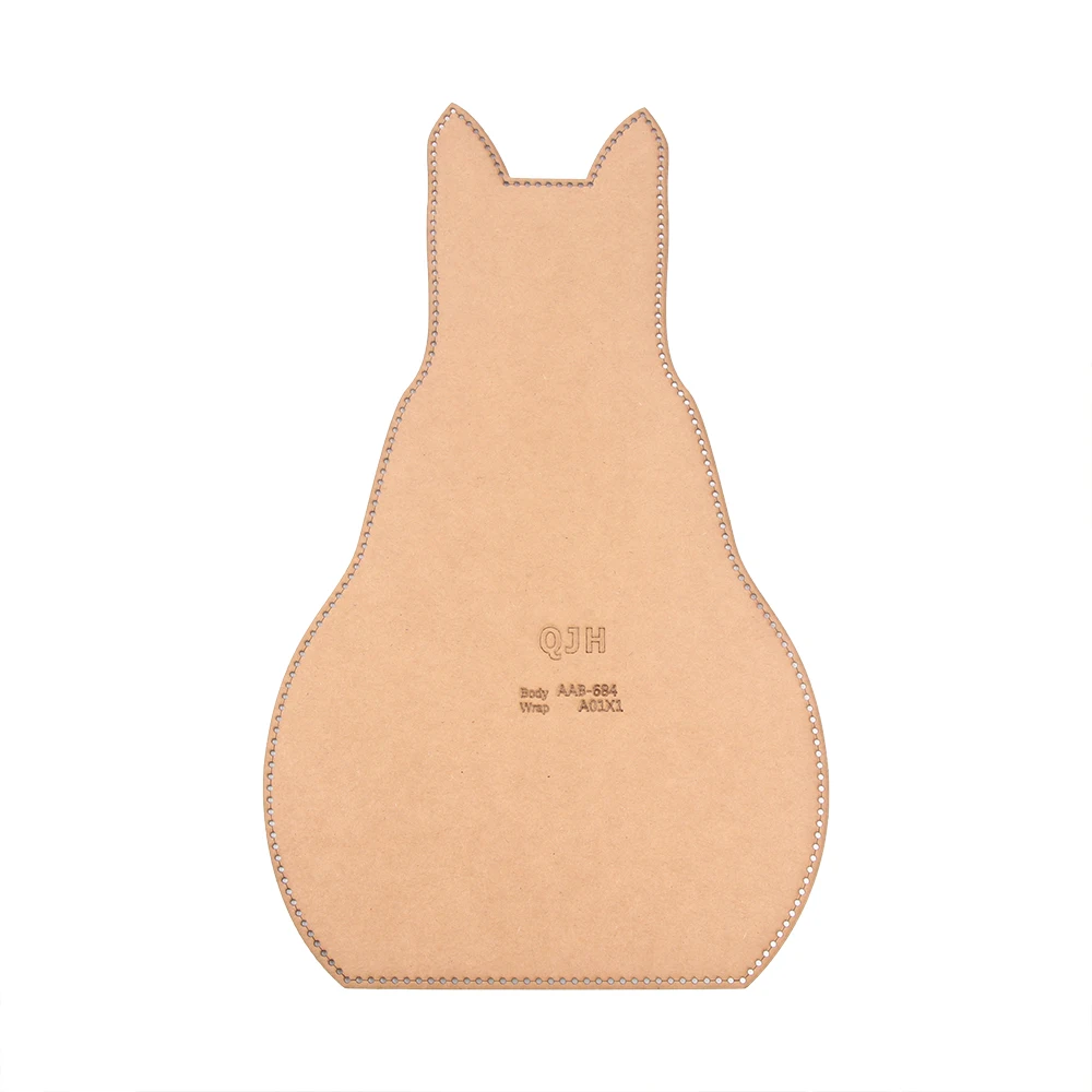 QJH Handmade Leather Crafts Cat Cartoon Ladies Chest Bag Personalized Messenger Bag Kraft Paper Free Cutting Template With Holes