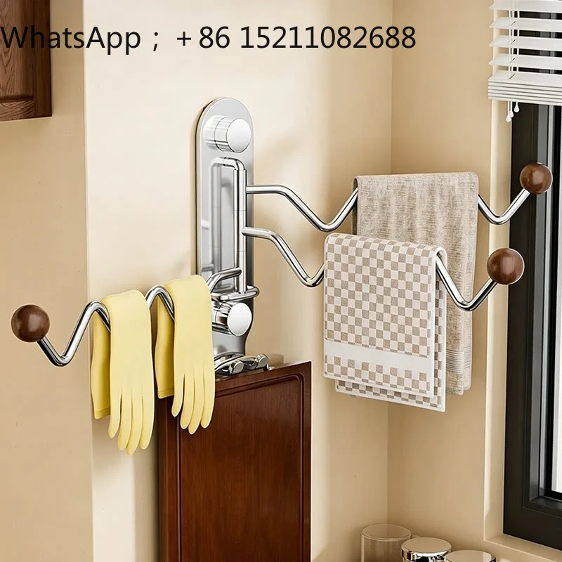 LLY kitchen rag rack dishwasher window sill non-punching wall hanging on the wall multi-bar rotatable towel rack