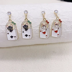 Cute Cat Poker Earrings Women's earrings  Fashion Jewelry Wholesale