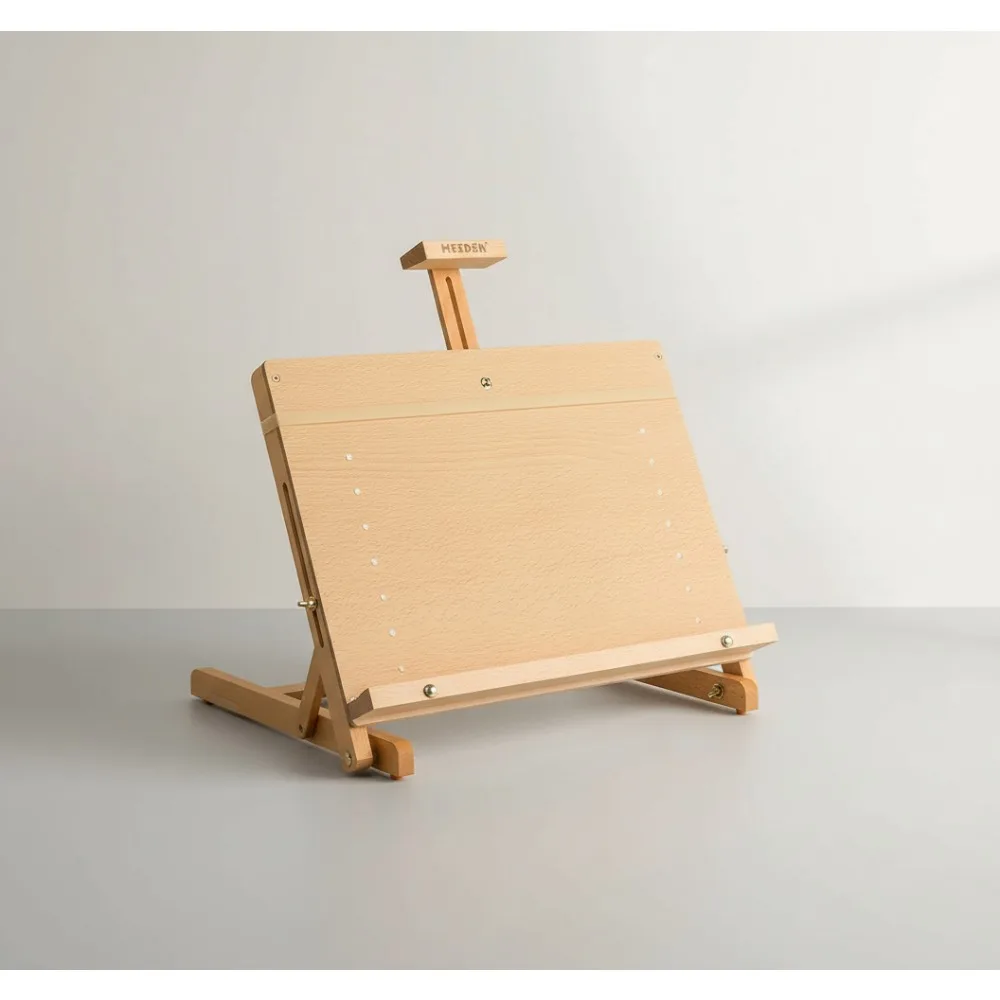 Large Adjustable Drawing Board Easel, Solid Beech Wood Tabletop H-Frame for Artists & Painters