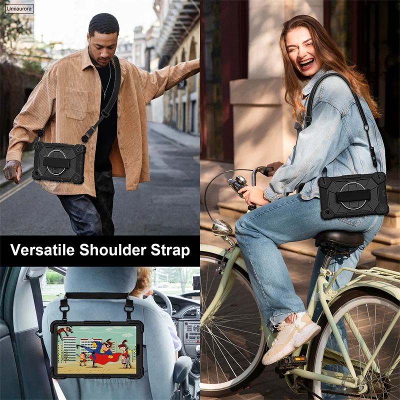 

For Samsung Tab A7 A8 A9 A11+ Plus SM-X230 X210 X130 X110 T220 S6 Lite 10.4 inch Shockproof Tablet Case Stand Strap Rugged Funda