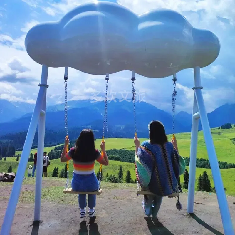 

Cloud swing metal stand photogenic ornament interactive amusement landscape for garden theme park space art design