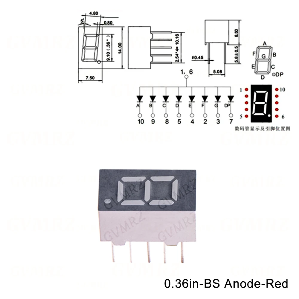 0.36inch Digital tube Common AnodeCathode Red 1 2 3 4 Bit digital Tube LED Display 7 segment 1 2 3 4