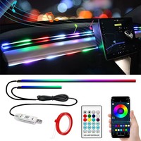 APP Control 2 in 1 Led Car Ambient Lights RGB 64 Color Acrylic Strips Symphony Streamer Interior Rainbow Atmosphere Lamp Kit