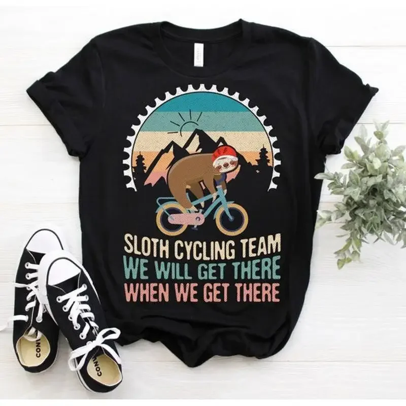 Funny Vintage Sloth Cycling Bike Bicycle Riding Biking Cyclists Cycologist T-... T shirt