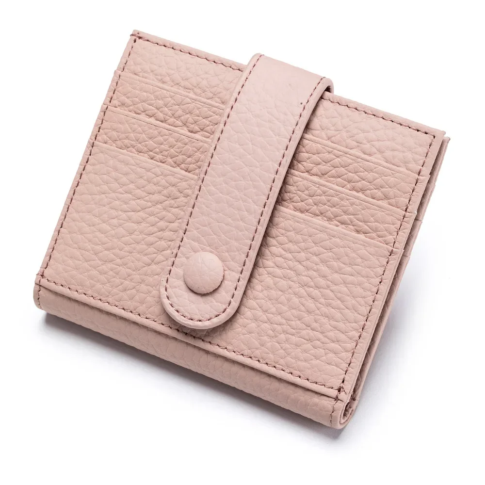 Leather Women's Short Ultra-thin Wallets The First Layer of Cowhide Delicate Multi-card Card Holder Small Wallet