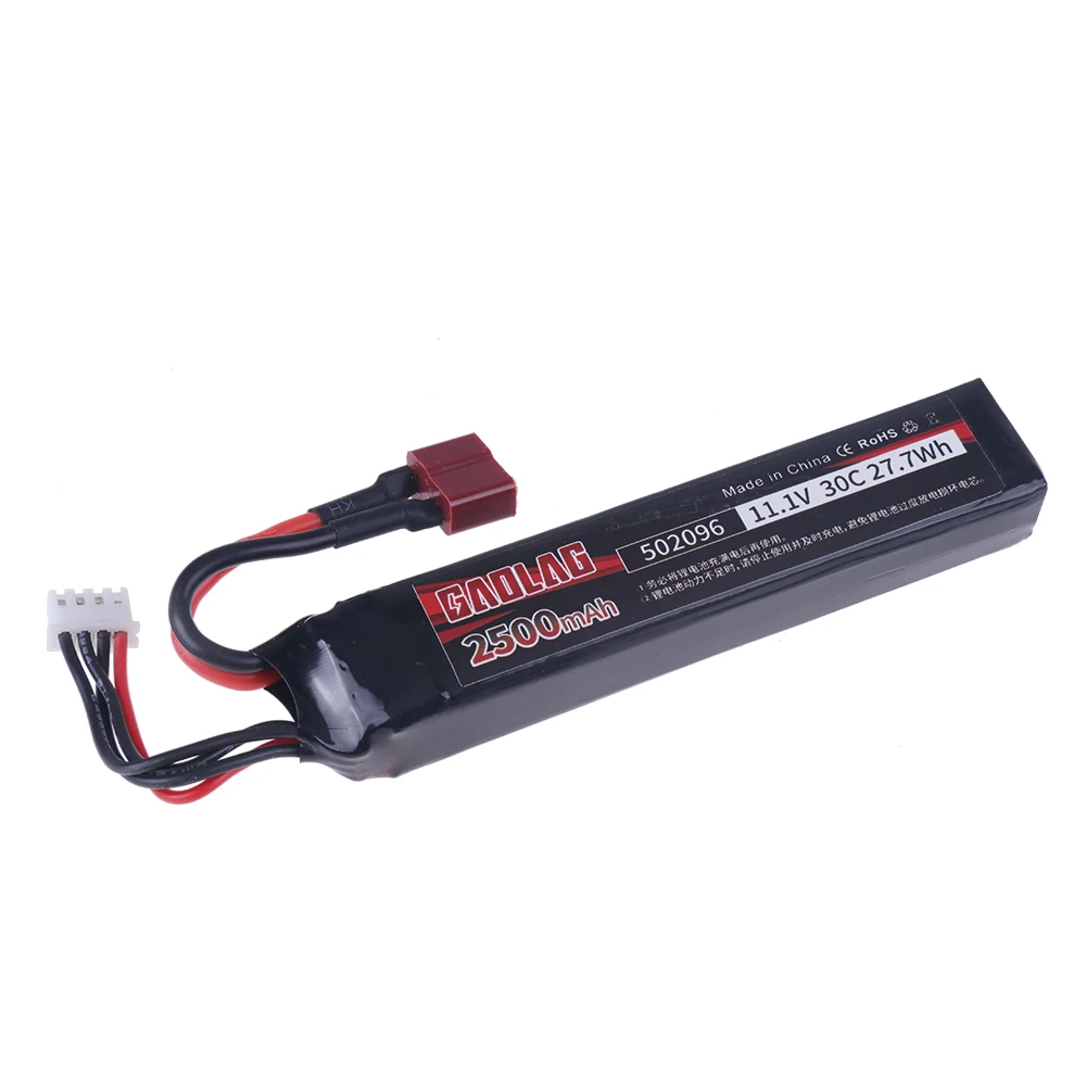 Bateria Lipo para Pistola de Água, Airsoft BB Air Pistol, Brinquedos Elétricos, Peças de Armas, 11.1V, 3S, 2500mAh, 30C, 502096