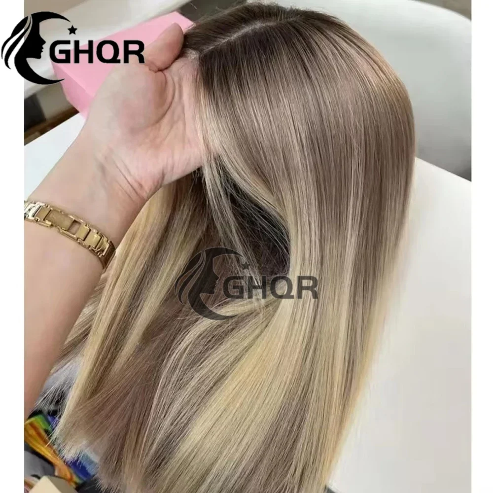 Evidenziare parrucche 100% capelli umani 360 parrucca frontale in pizzo marrone Ombre bionda 13x6 13x4 parrucca anteriore in pizzo onda del corpo brasiliana prepizzicata