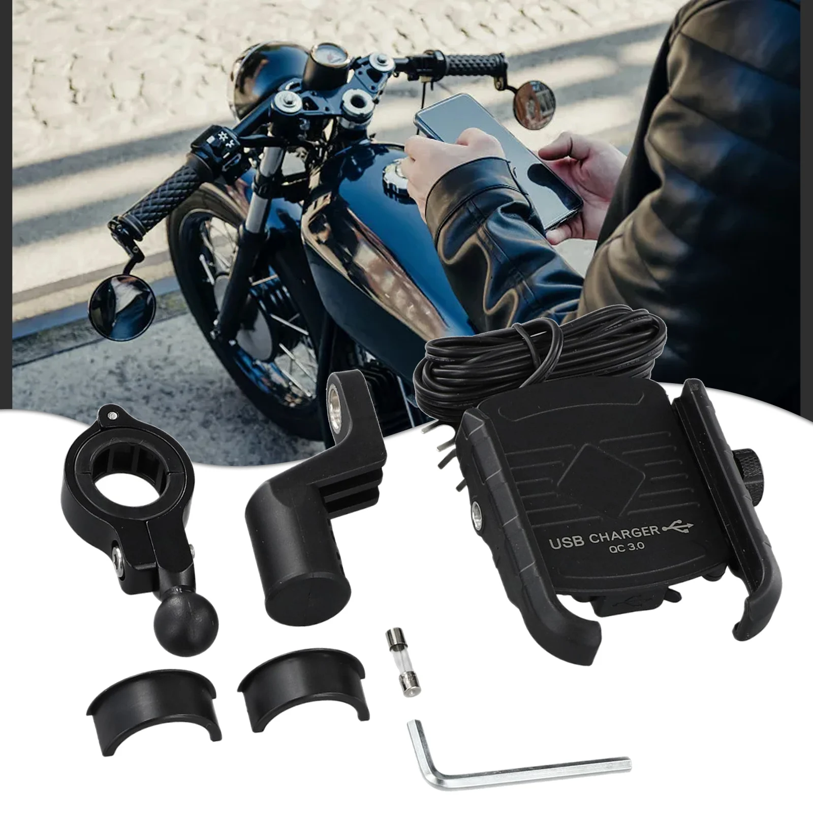 Wireless Charger Motorcycle Accessories Motorcycle Wireless Phone Holder USB C Charger Handlebar Mount  Wireless