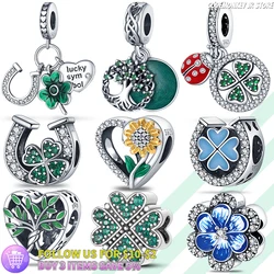 Original 925 Sterling Silver Clover Charm Fit Original 925 3mm Pan Bracelet DIY Beads For Women Jewelry