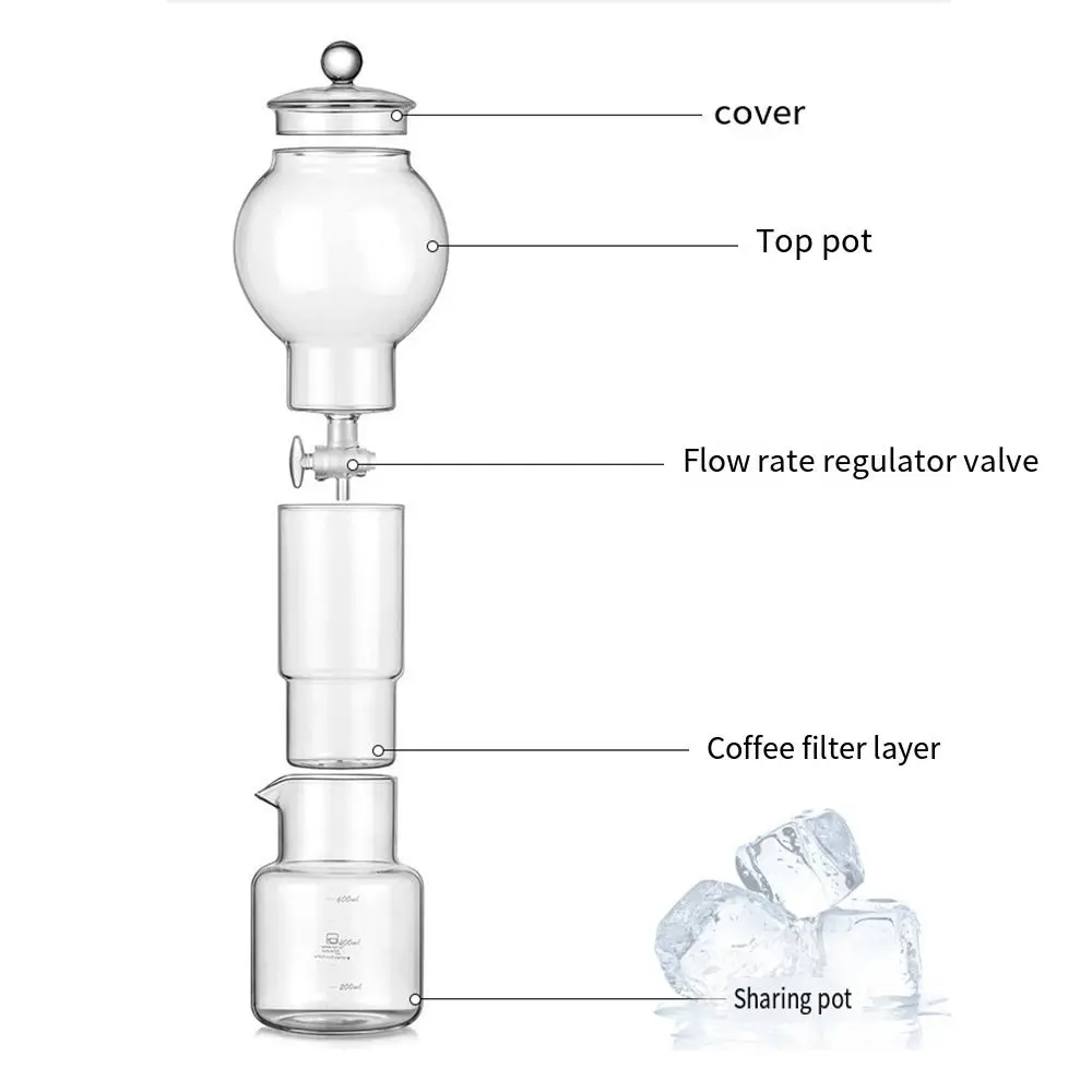 Imagem -02 - Portátil Borosilicato Vidro Ice Dripper Cafeteira Fluxo de Água Ajustável Cold Brew Tower Slow Drip Tecnologia 600ml