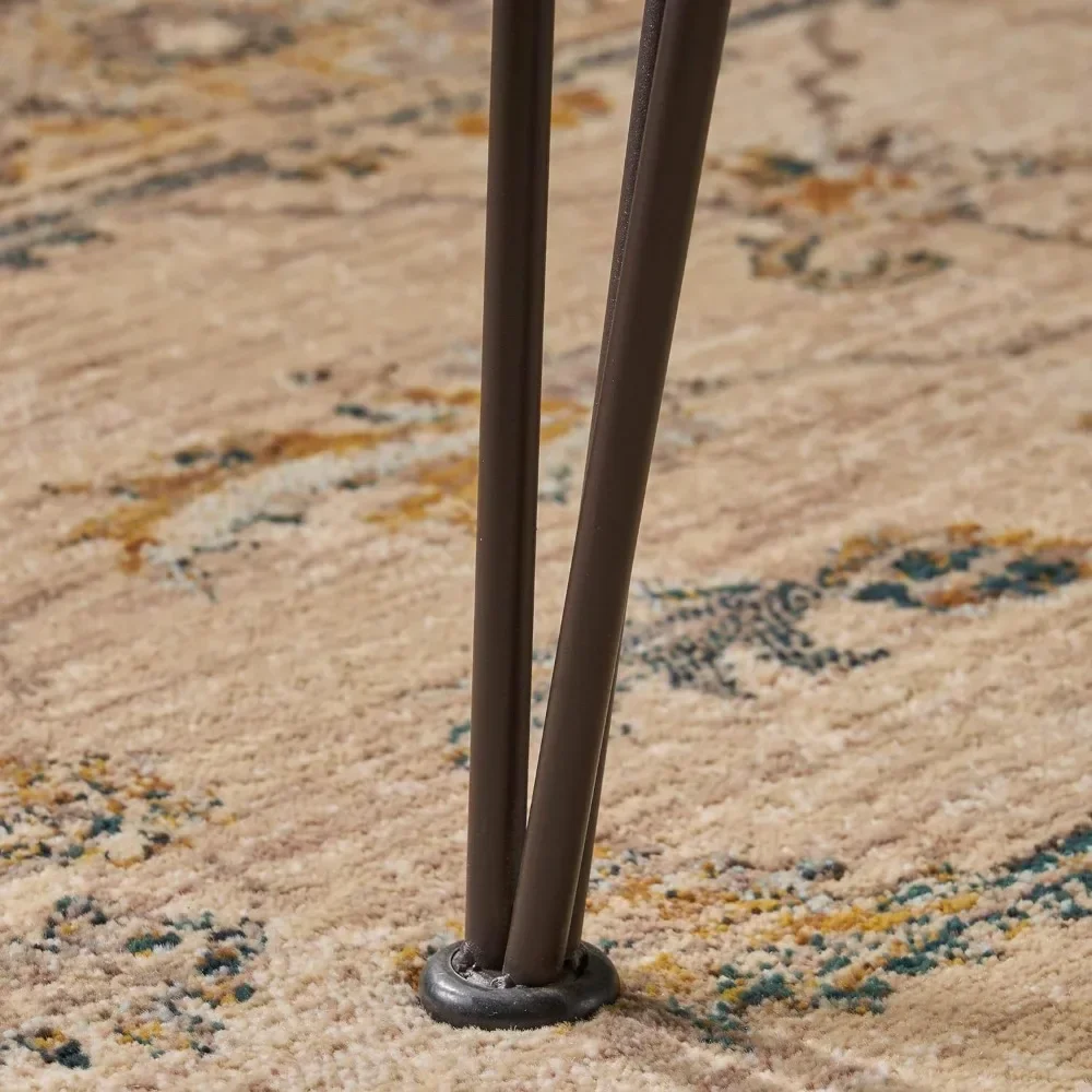 Kama Patio Dining, Rectangular, 72", Acacia Wood Table Top, Rustic Iron Hairpin Legs, Teak Finish, Metal