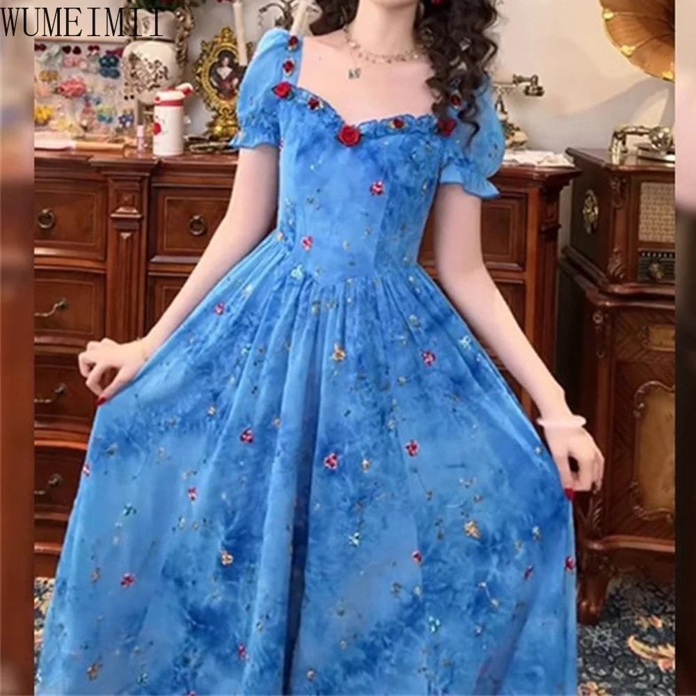 

French beautiful floral dress 2025 summer new dopamine vacation style graduation dress women clothing
