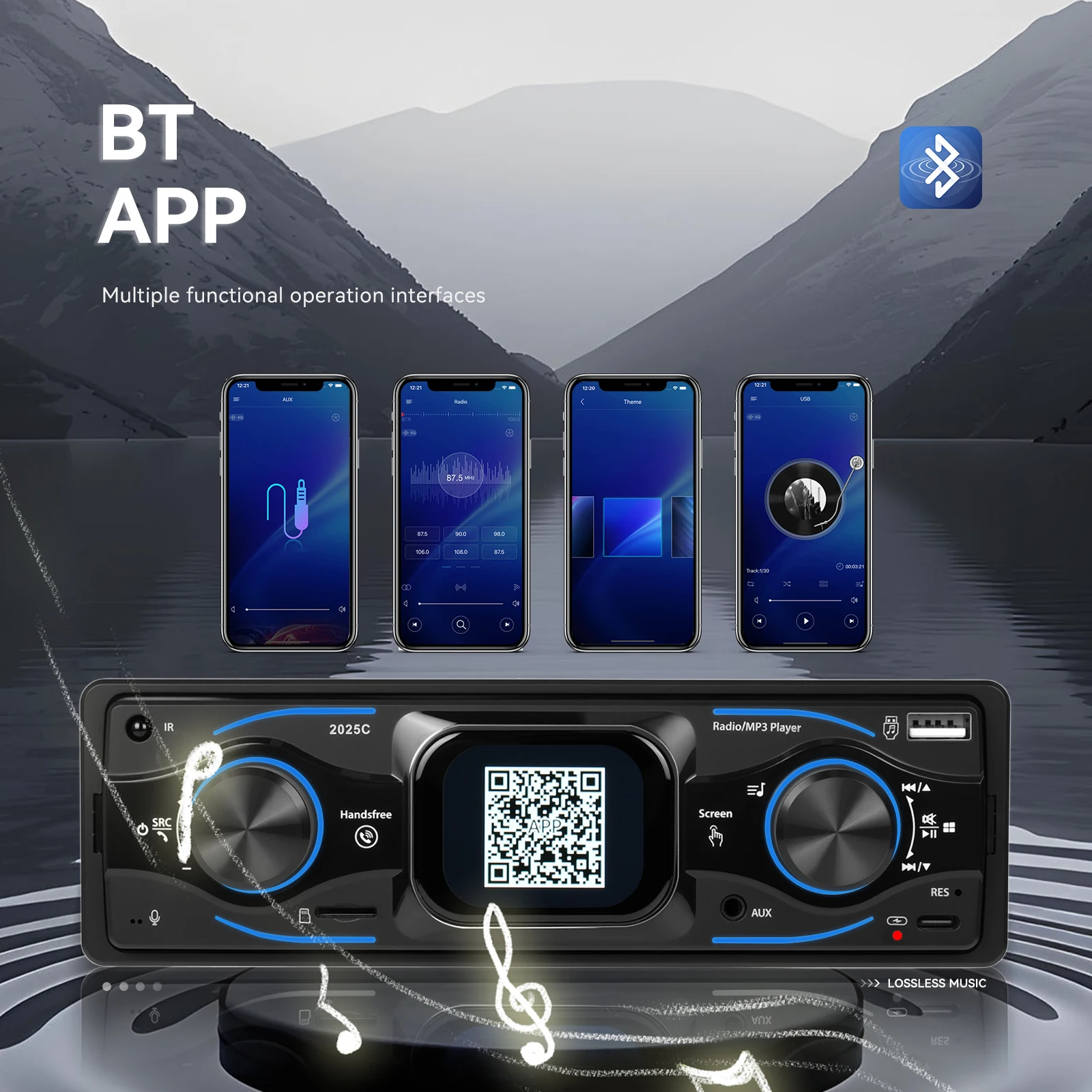 Inefala 1 Din راديو السيارة مشغل MP3 في شاشة تعمل باللمس Autoradio بلوتوث USB/SD/AUX-IN أضواء ملونة التحكم في عجلة القيادة #4