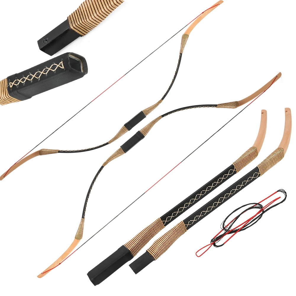 

Archery Traditional Bow 20/25/30/35lbs Split Bow Leather Grip Portable Easy Installed Left/Right Hand Shooting Hunting Bow