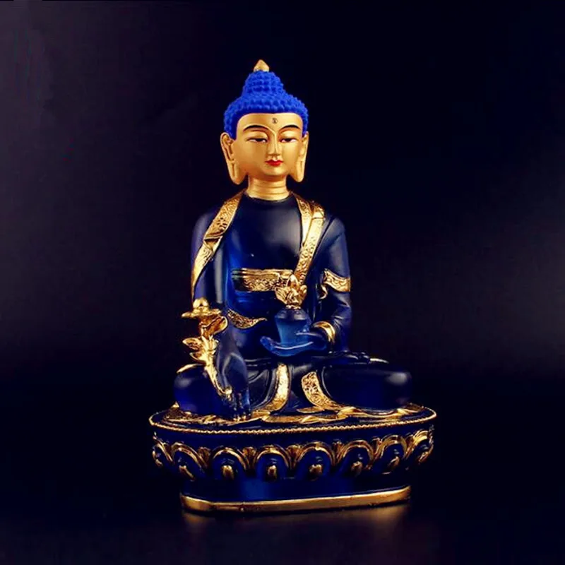 High quality solemn and sacred Colored glaze Pharmacist Buddha Image Disaster Relief Yanshou Tibetan Buddhism Free Ship