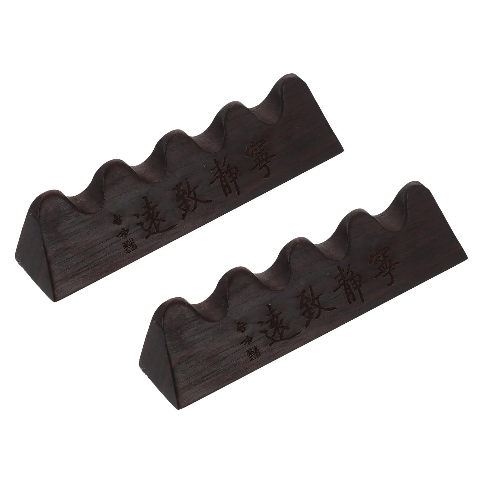 

2Pcs Chinese Ink Brush Rest Natural Wood Grain Calligraphy Pen Holder for Watercolor Painting Artist Brush Storage Desk Decor
