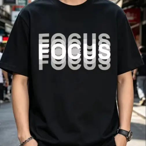 Summer Men's 100% Cotton High Quality Casual Sports Loose Oversized Funny Focus Print Round Neck Short Sleeved T-shirt Tops